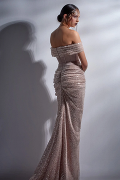 Embellished Off the Shoulder Slit Gown Embellished Off the Shoulder Slit Gown