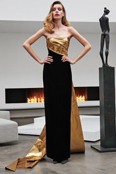 Strapless Velvet and Metallic Gown