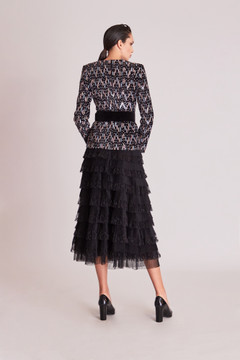 Long Sleeve Embellished Top and Tiered Skirt Long Sleeve Embellished Top and Tiered Skirt