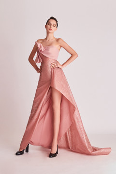 Strapless Embellished Slit Gown Strapless Embellished Slit Gown