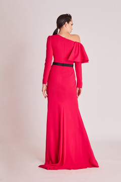 Long Sleeve Asymmetrical Slit Gown