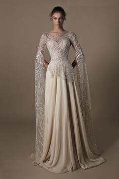 Latino Long Cape Sleeve Embroidered Gown Latino Long Cape Sleeve Embroidered Gown