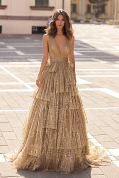 Sydney Sleeveless Printed Tulle Gown Sydney Sleeveless Printed Tulle Gown