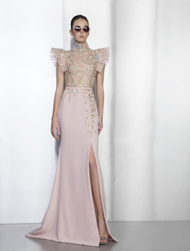 High Neck Beaded Gown