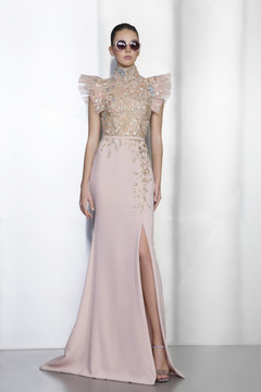 High Neck Beaded Gown