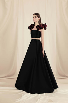 Satin Duchesse Twin Cascade Gown