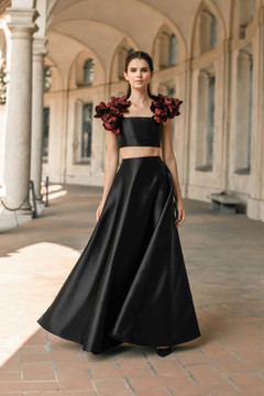 Satin Duchesse Twin Cascade Gown Satin Duchesse Twin Cascade Gown