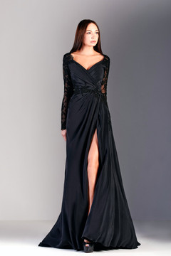 Long Sleeve Crepe Gown