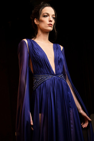 Mousseline Cape Sleeve Gown
