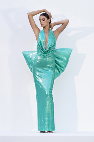 Oversized Bow Sequin Gown