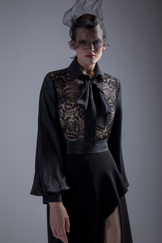 Black Bow Top with Flowy Pants