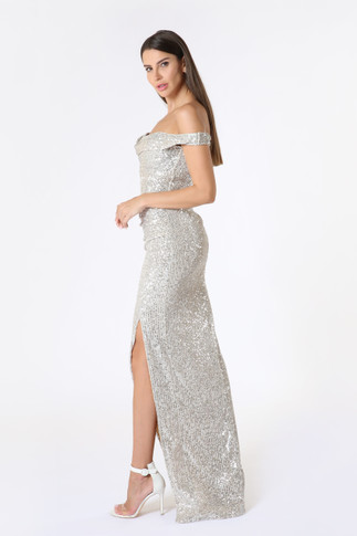 Silver Sequin Gown