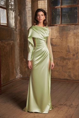Asymmetrical Satin Gown