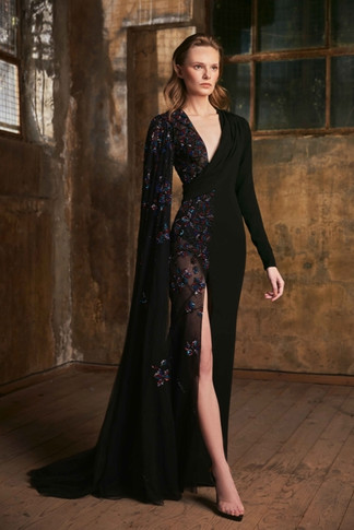 Asymmetrical Crepe Gown
