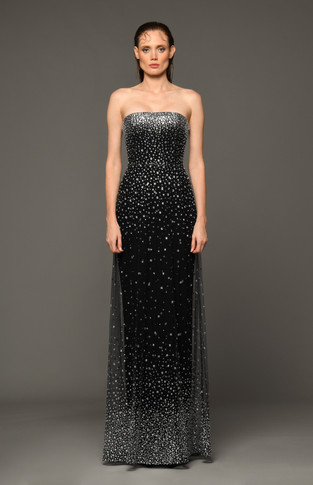 Strapless Crêpe Gown with Crystal