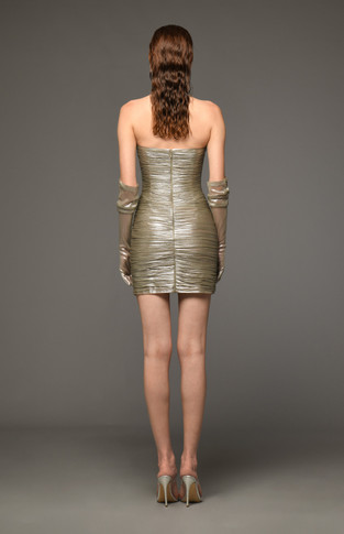 Draped Dress with Tulle and Chains