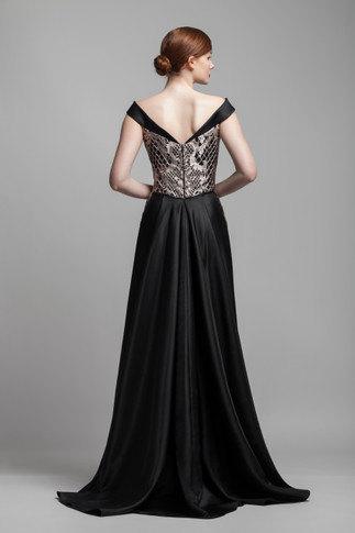 Wide V Neck Midi Gown