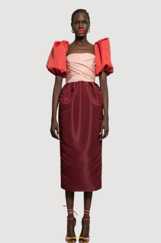 Color Blocked Wrapped Dress
