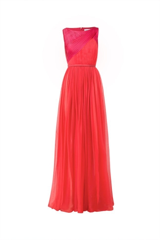 Flowy Evening Gown with Draped Top
