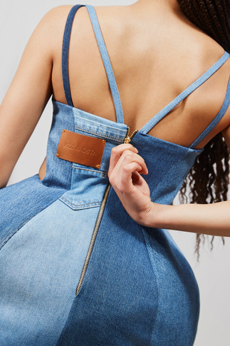 Denim Dress with peplum Skirt