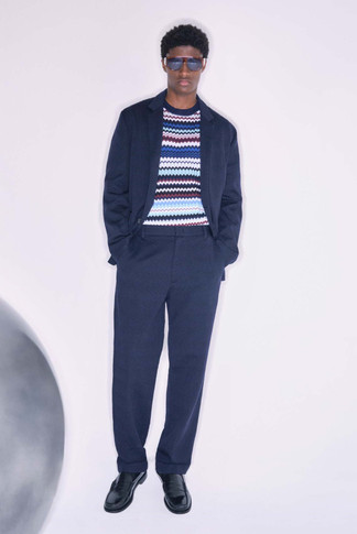 Jacquard Chevron Knit Blazer with Trousers