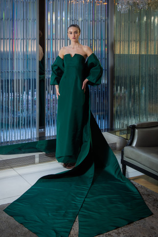 Strapless Quarter Sleeve Gown