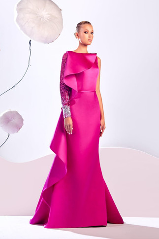One  Embellished Sleeve Gown