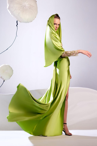 Cape-like Long Sleeve Gown