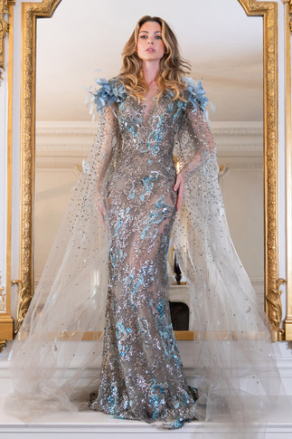 Petal Embroidered Gown