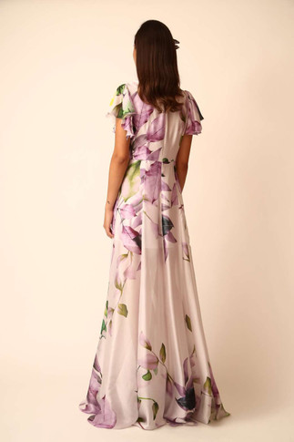 Deep-V Floral Gown