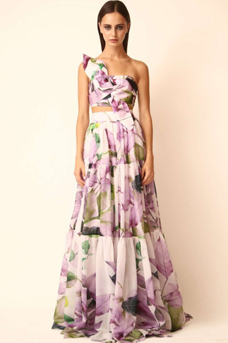 Strapless Top with Chiffon Skirt