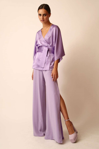 Satin Blouse & Chiffon Trousers