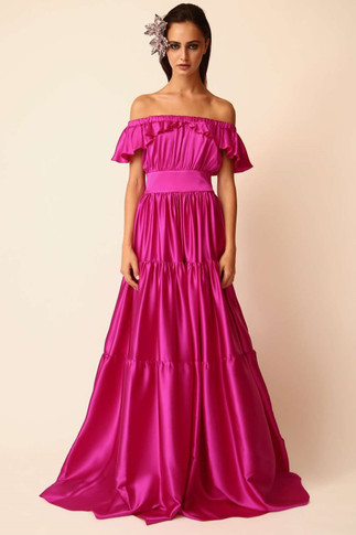 Off-Shoulder Satin Gown