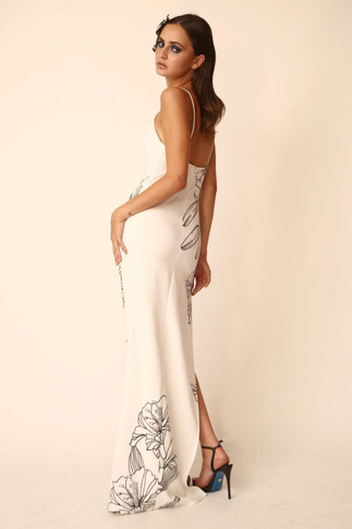 Sleeveless Thin-Strap Gown