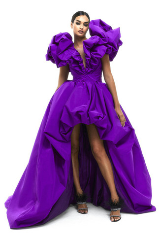 Ruffled High- Low Gown