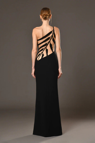 One-Shoulder Leaves Dress
