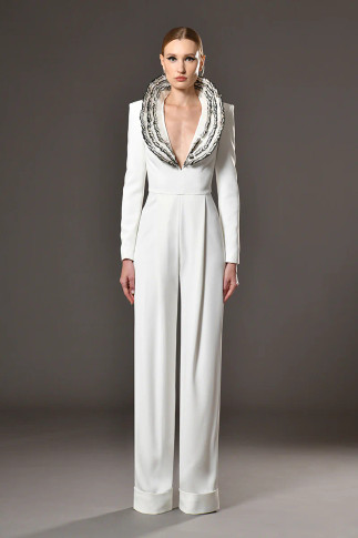 Feather Embroidered Jumpsuit