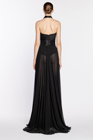 Wrapped Halter Neck Gown