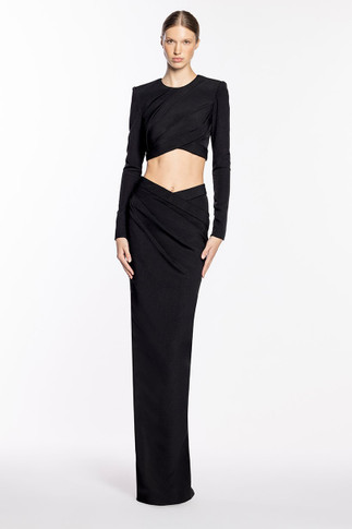 Crepe Crop Top with Long Pencil-Skirt