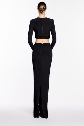 Crepe Crop Top with Long Pencil-Skirt