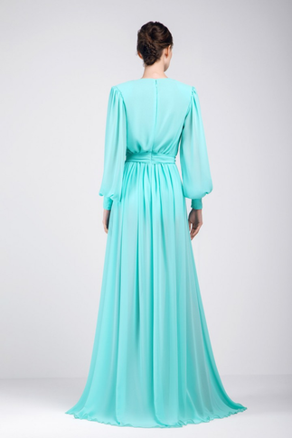 Crepe Georgette Long Sleeve Gown