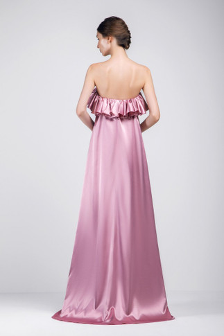 Strapless Ruffled Evening Gown