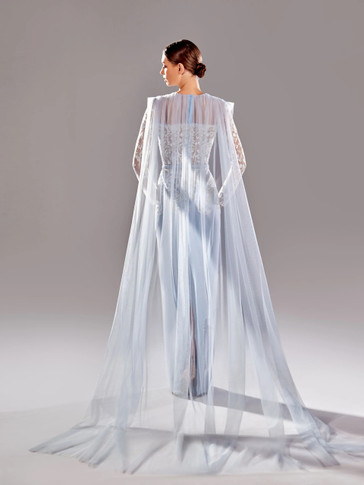 Caped Embroidered Dress