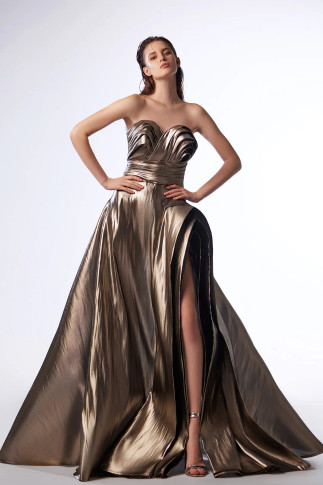 Strapless Ruched Evening Gown