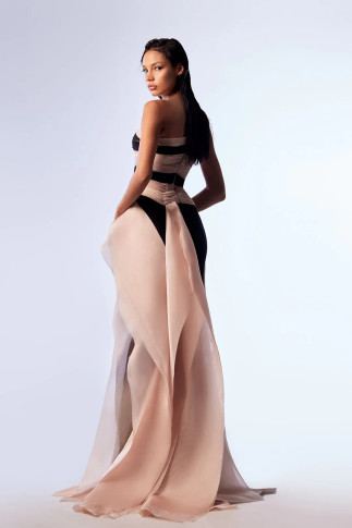 Strapless Layered Evening Gown