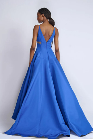 Yves Blue Faille Ball Gown