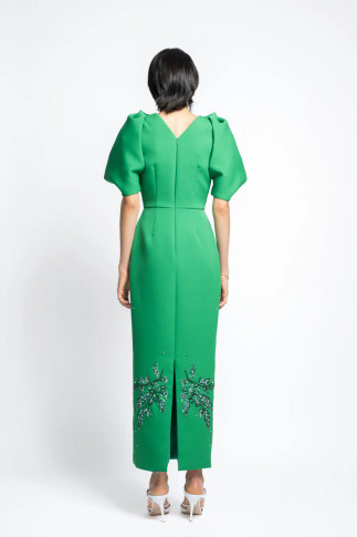 Cady Bay Leaf Sequin Embroidery Cocktail Dress