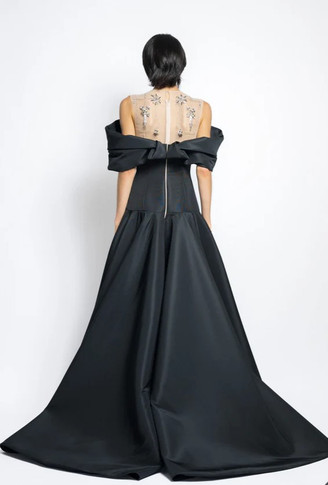 Faille Gown with Column Train Skirt