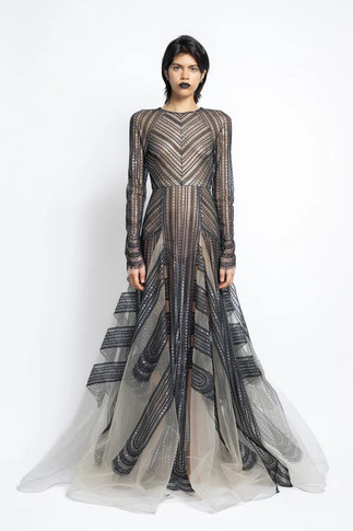 Metallic Lace and Tulle Gown
