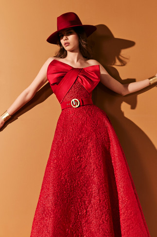 Organza Jacquard Midi Dress